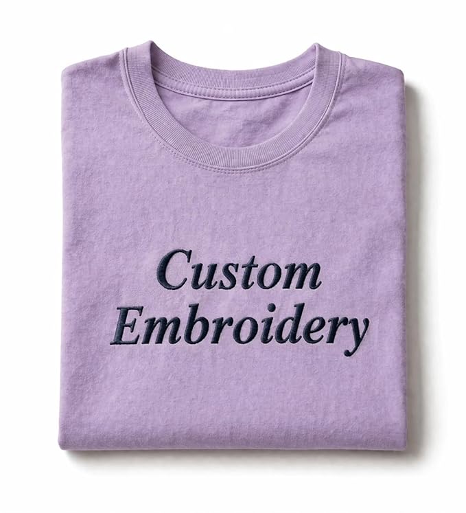 Custom Name Embroidery T-Shirt | Personalized Premium Cotton Tee - Lavender
