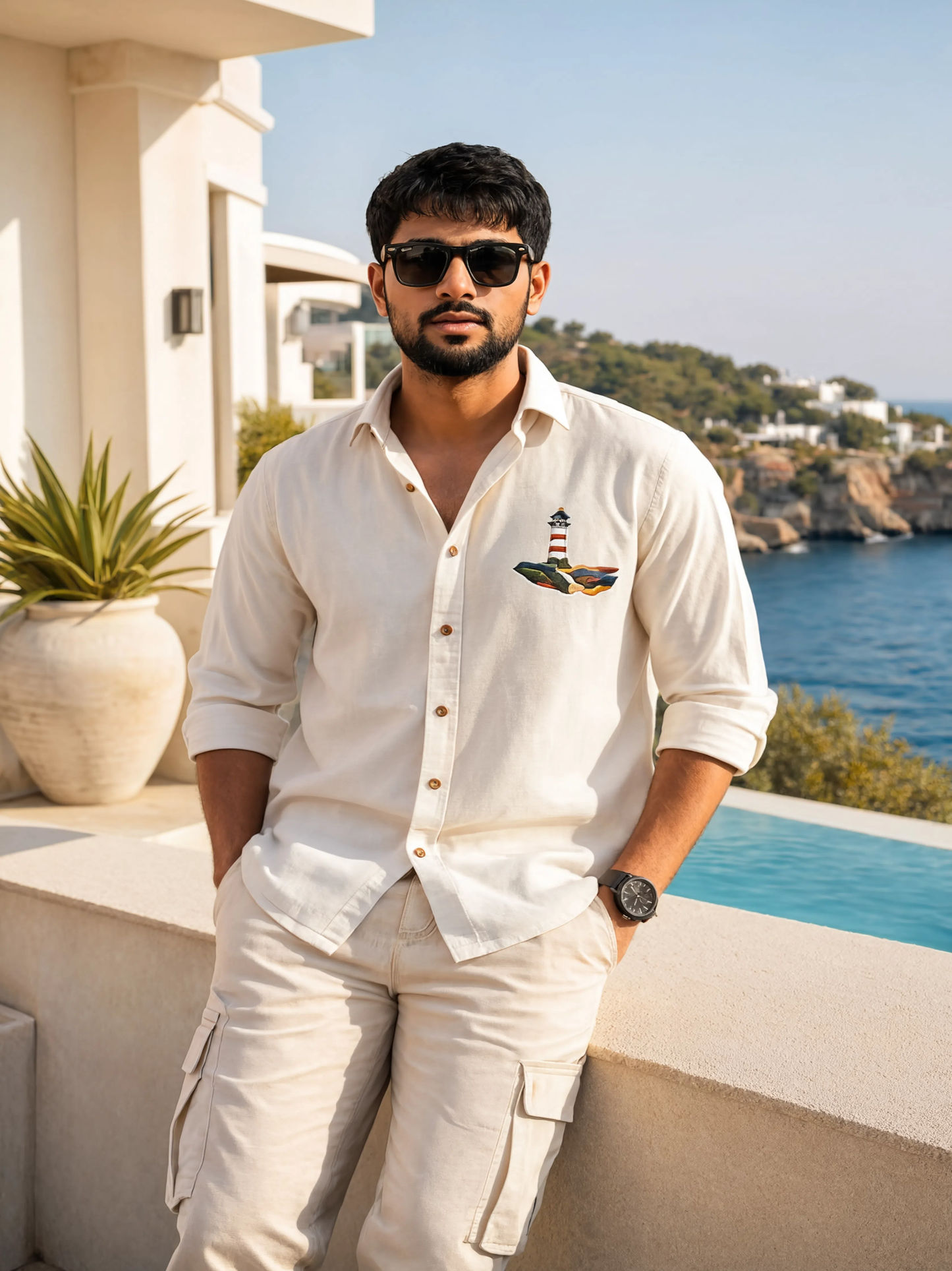 Custom Lighthouse Embroidered Shirt | Personalized Premium Cotton Shirt