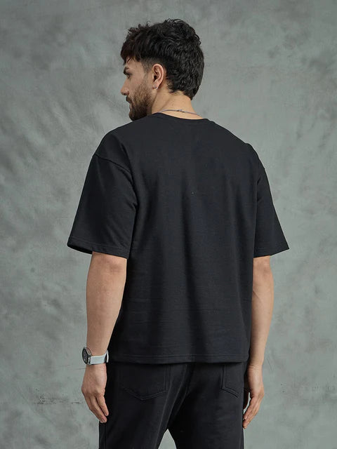 Black Rose Embroidery Oversized Tee