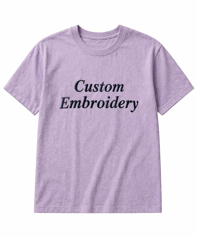 Custom Name Embroidery T-Shirt | Personalized Premium Cotton Tee - Lavender