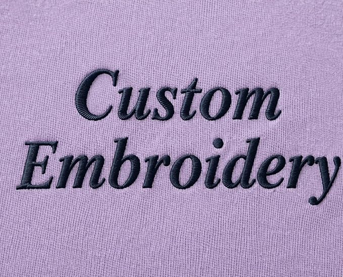 Custom Name Embroidery T-Shirt | Personalized Premium Cotton Tee - Lavender
