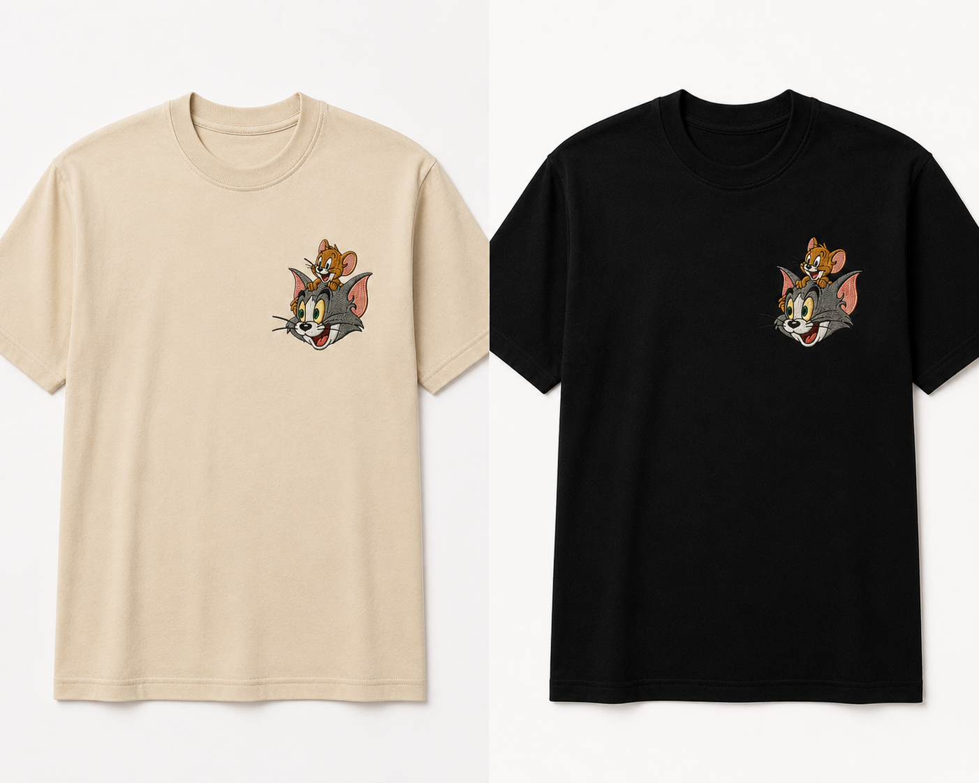 Tom & Jerry Embroidered Oversized T-Shirt – Premium Cotton Casual Tee