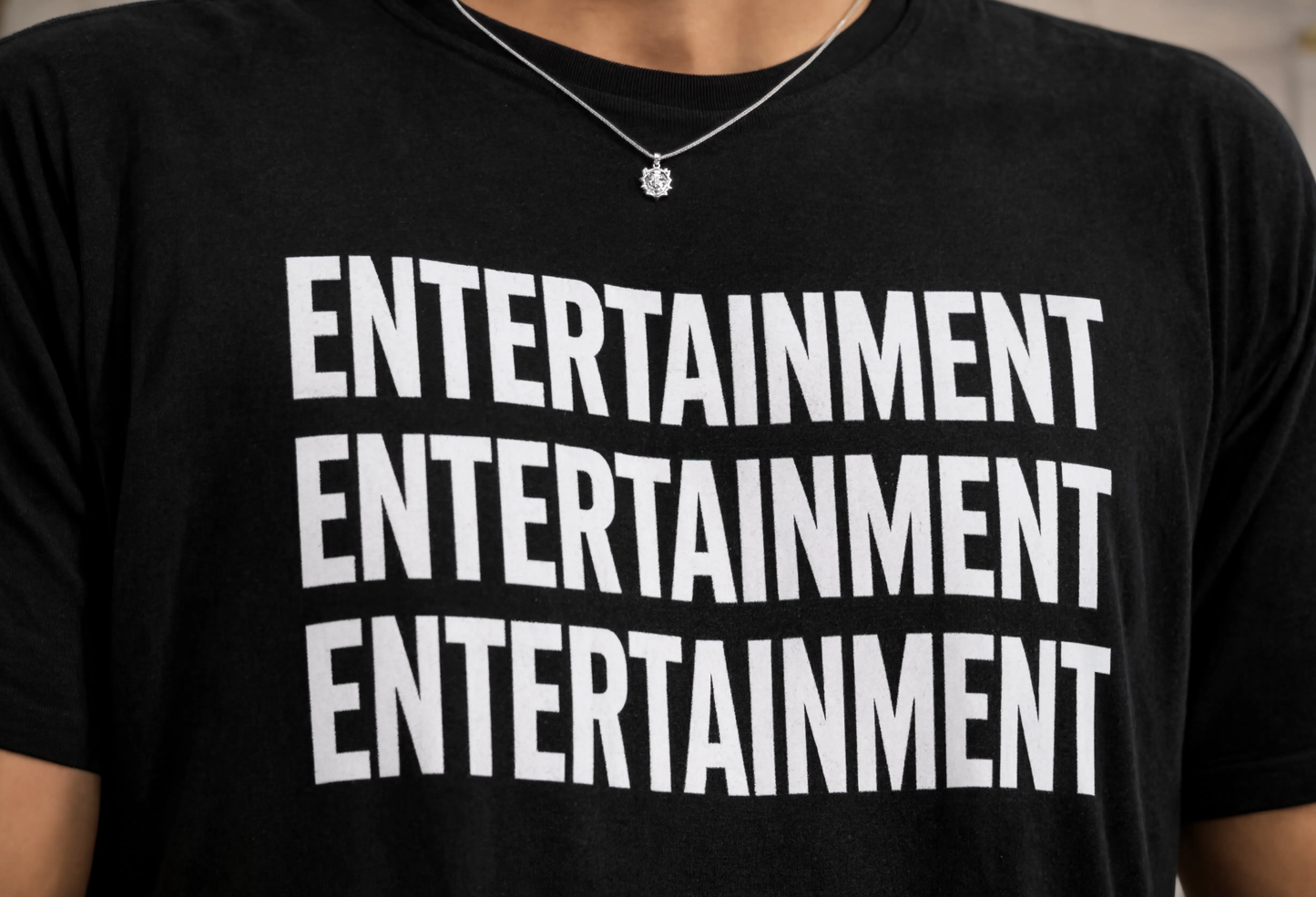 Entertainment Typography Embroidery T-Shirt | Premium Oversized Cotton Tee