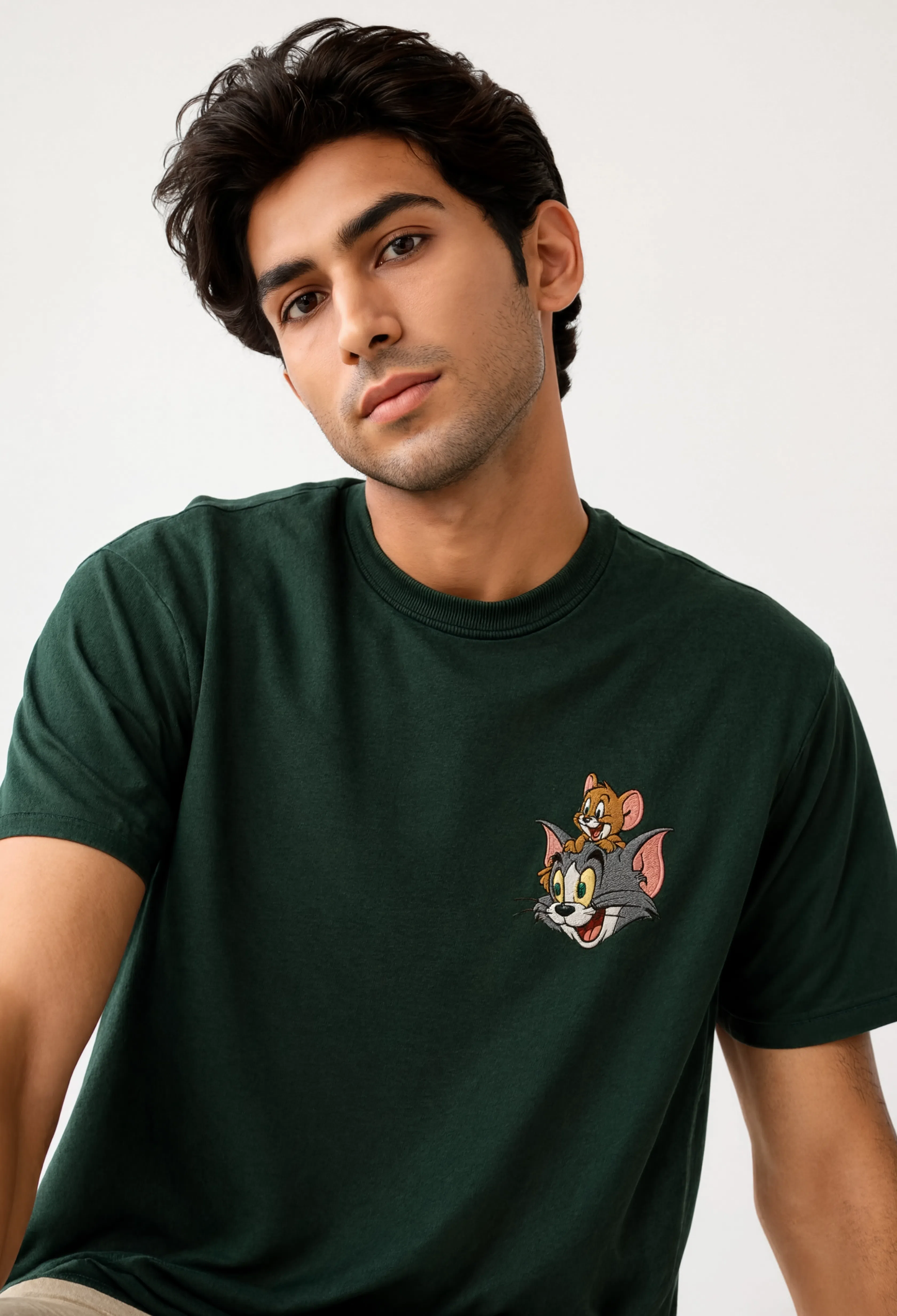 Tom & Jerry Embroidered Oversized T-Shirt – Premium Cotton Casual Tee