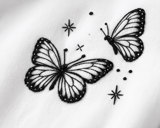 Butterfly Embroidered T-Shirt for Women | Minimalist Monochrome Butterfly Tee