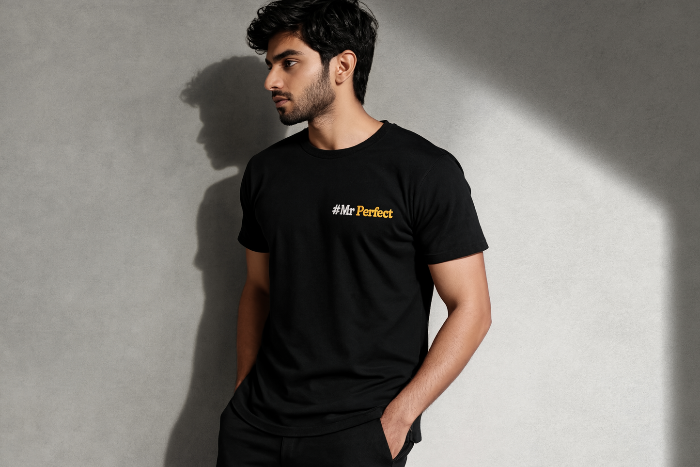 #Mr Perfect Embroidered T-Shirt | Premium Personalized Typography Tee